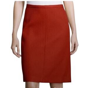 Theory Camden Twill Virgin Wool Blend Pencil Skirt Women's Size 4 Orange EUC